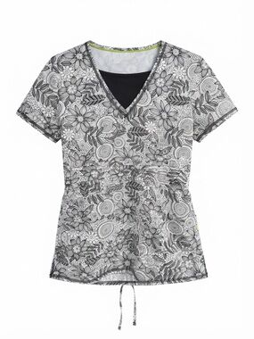 healing hands Black and White Floral V-Neck Tunic